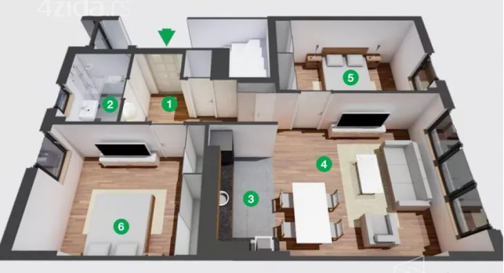 Trosoban stan | 4zida