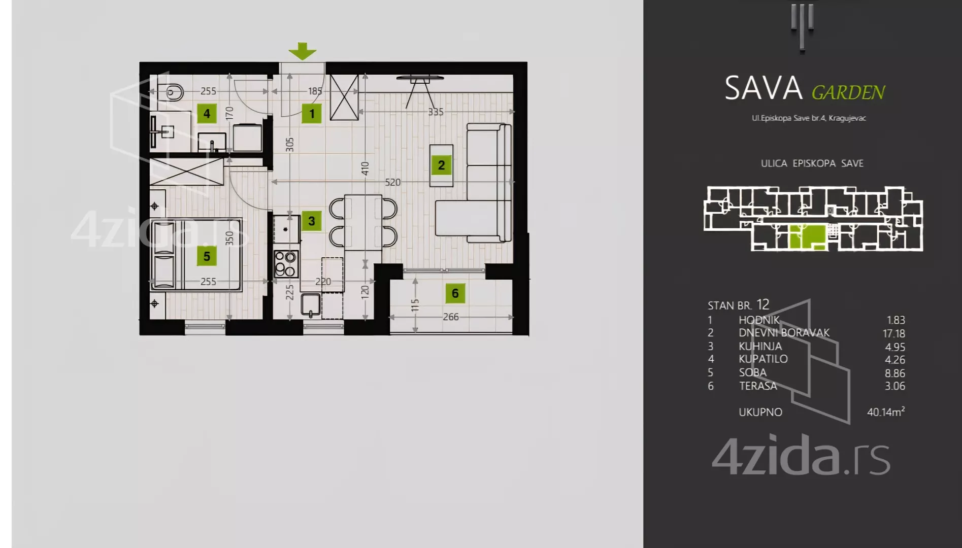 Jednoiposoban stan | 4zida