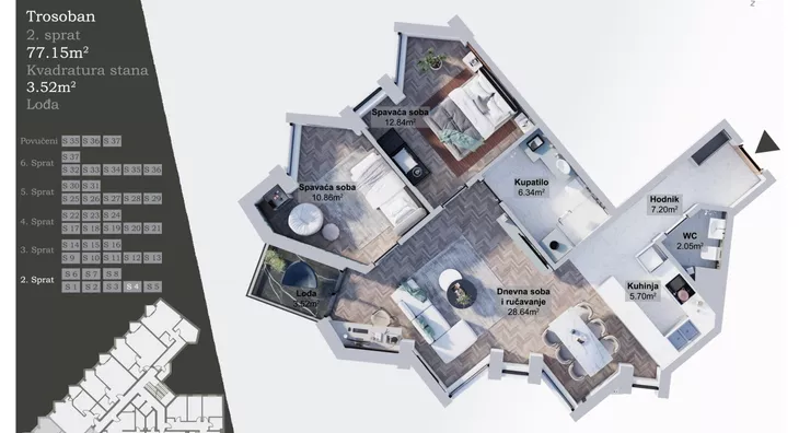 Trosoban stan | 4zida