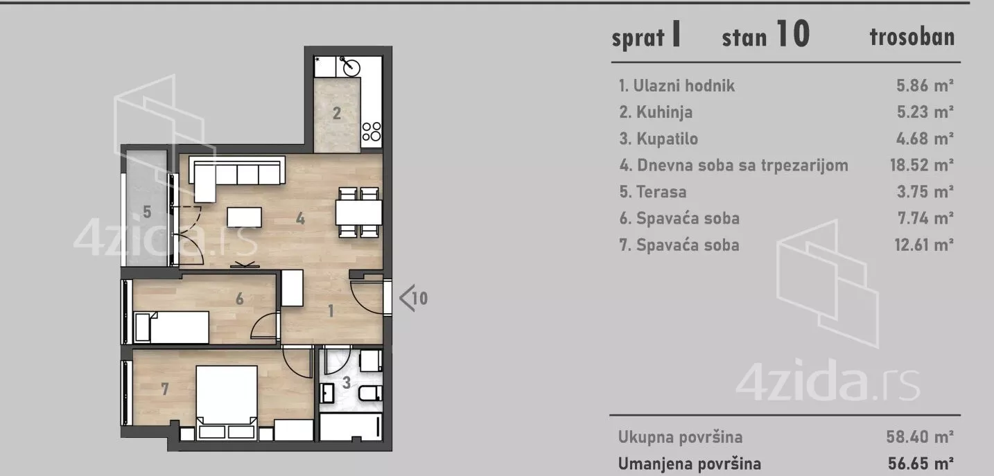 Trosoban stan | 4zida