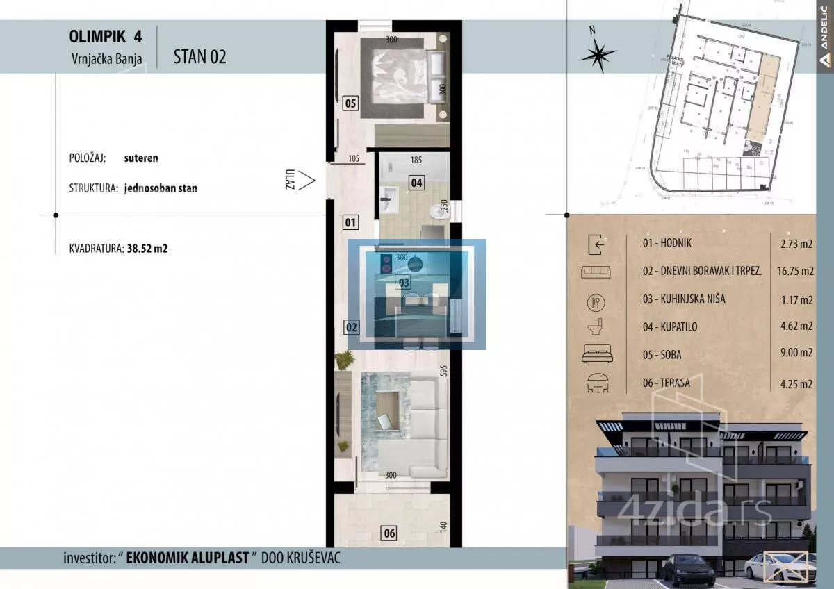 Jednosoban stan | 4zida
