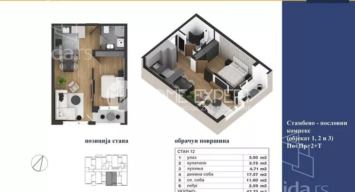Jednoiposoban stan | 4zida