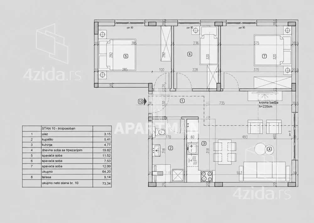 Troiposoban stan | 4zida