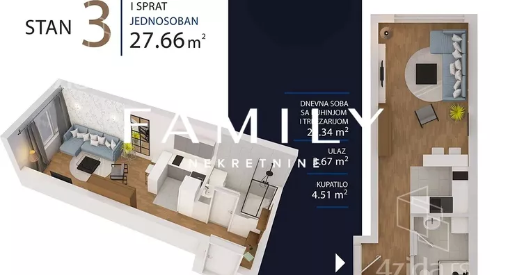 Jednosoban stan | 4zida