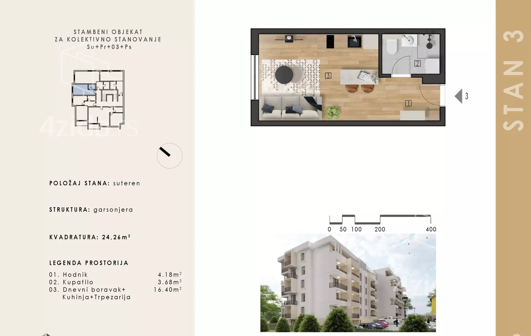 Jednosoban stan | 4zida