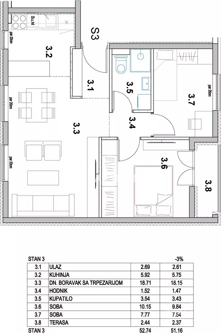 Trosoban stan | 4zida