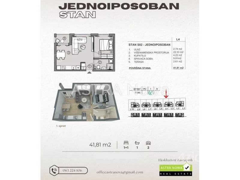 Jednoiposoban stan | 4zida