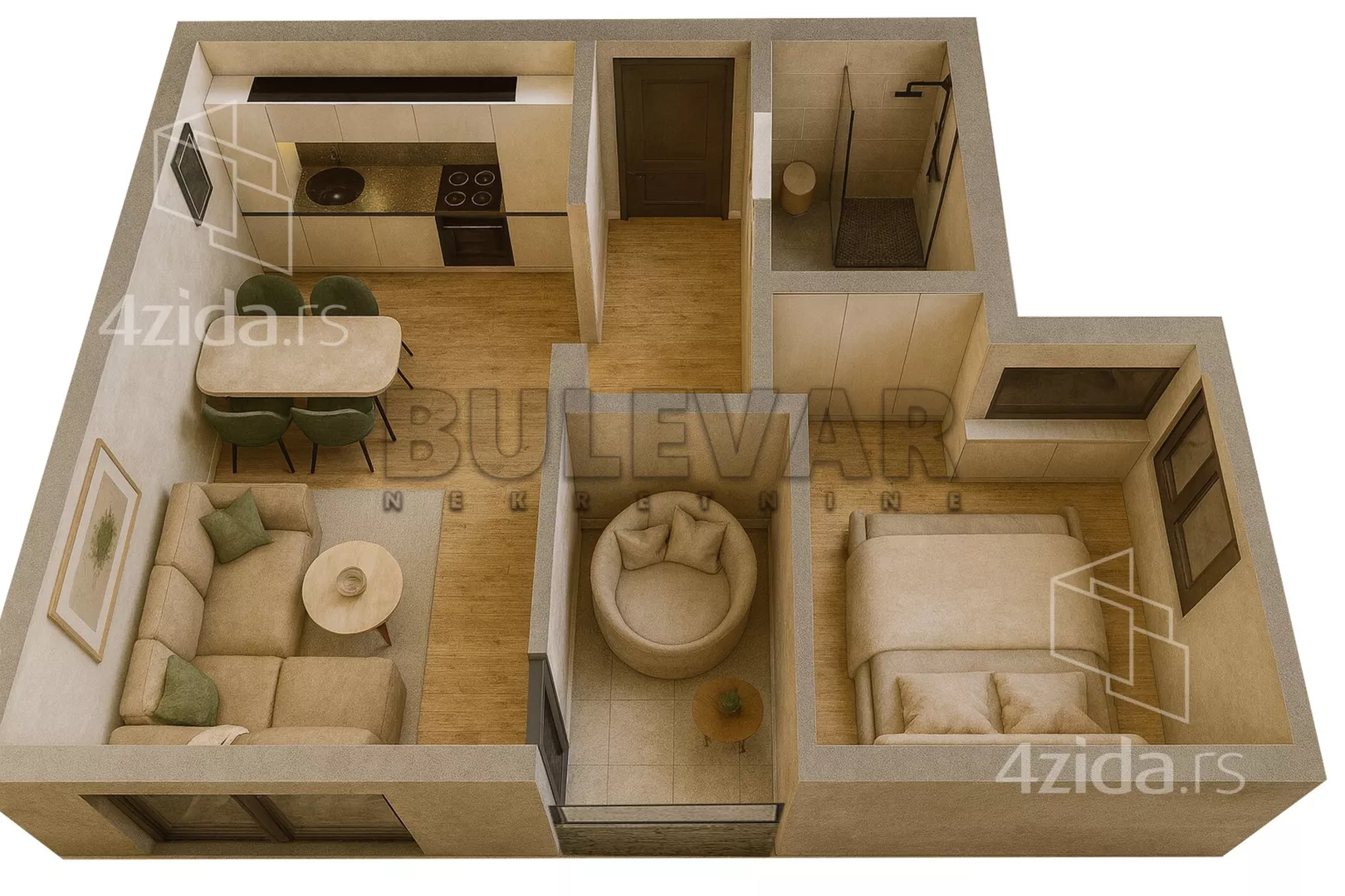 Jednoiposoban stan | 4zida