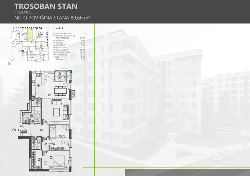 Trosoban stan | 4zida