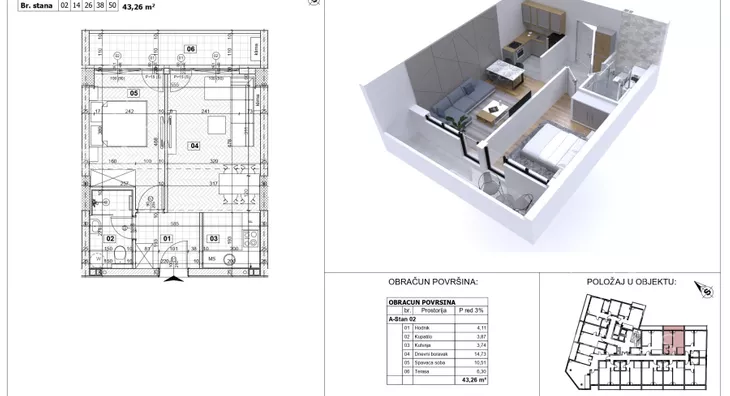 Jednoiposoban stan | 4zida