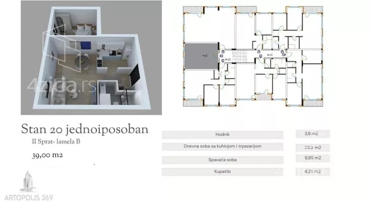 Jednoiposoban stan | 4zida