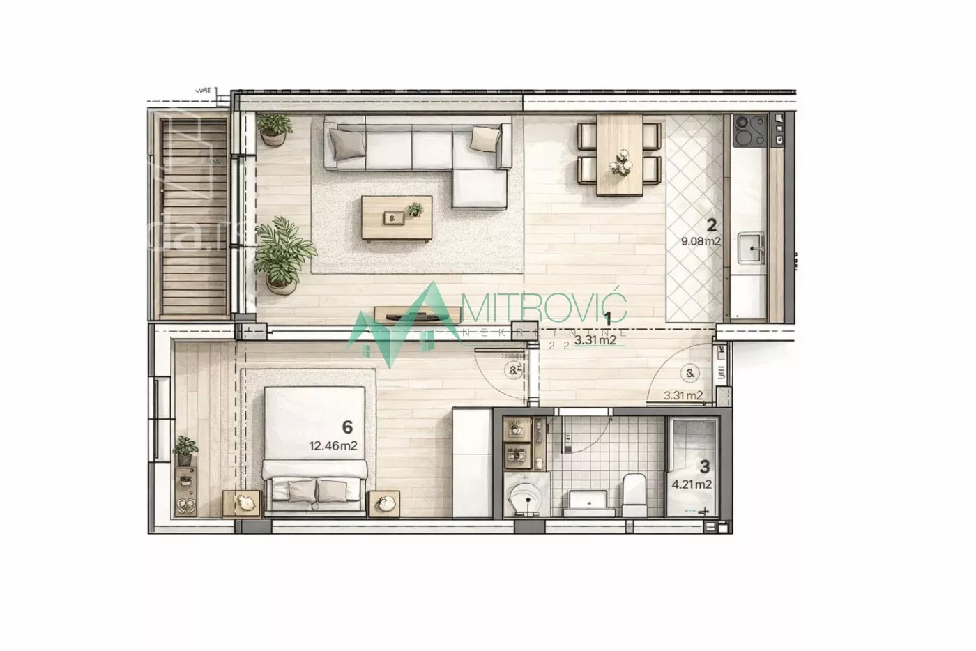 Jednoiposoban stan | 4zida