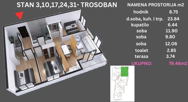 Trosoban stan | 4zida