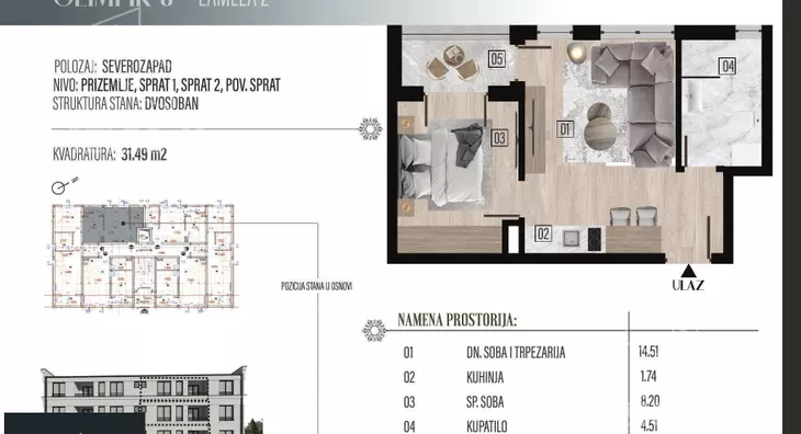 Jednosoban stan | 4zida