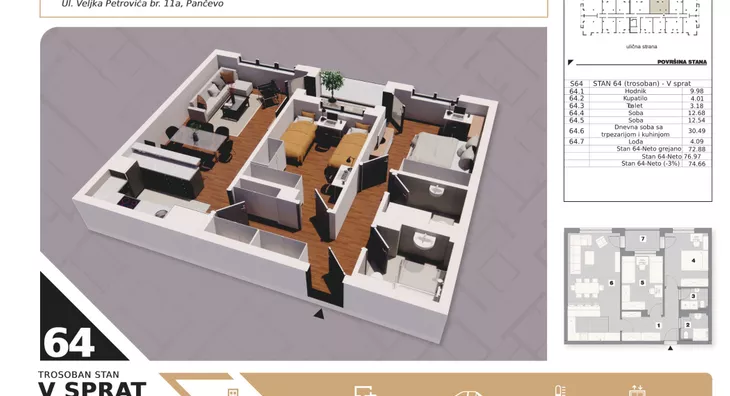 Trosoban stan | 4zida