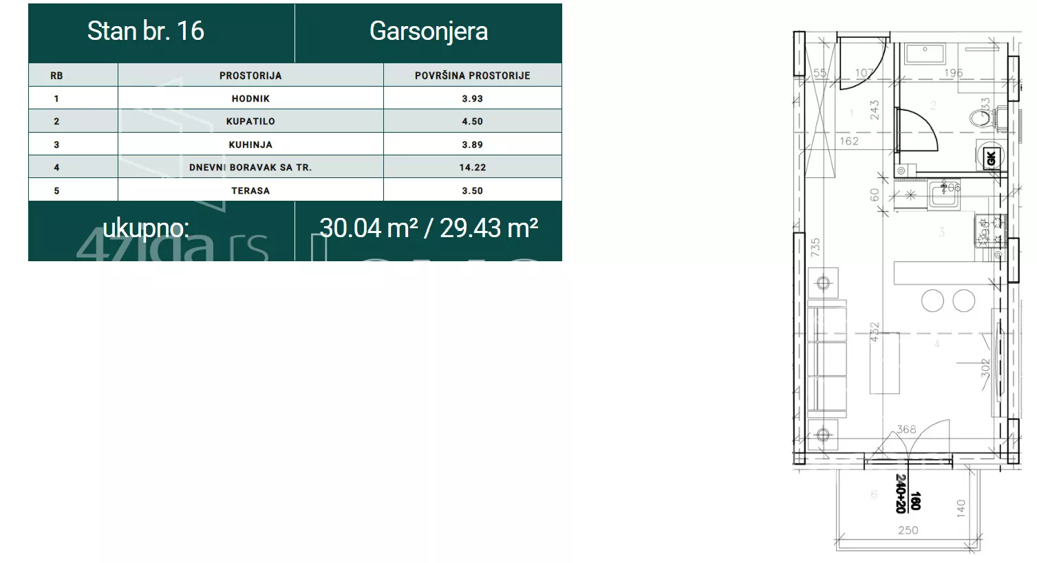 Garsonjera | 4zida