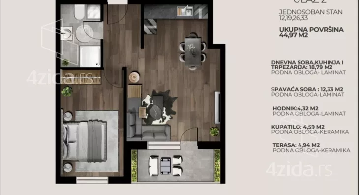 Jednoiposoban stan | 4zida