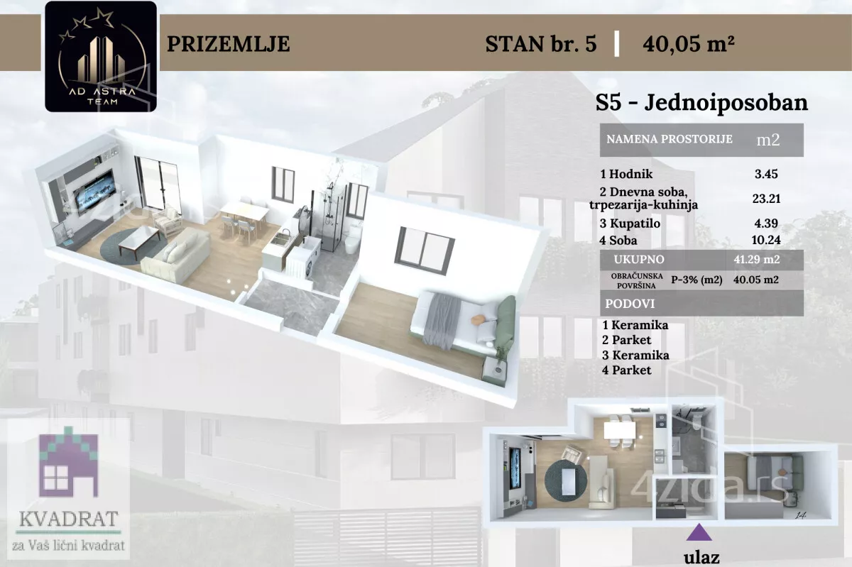 Jednoiposoban stan | 4zida