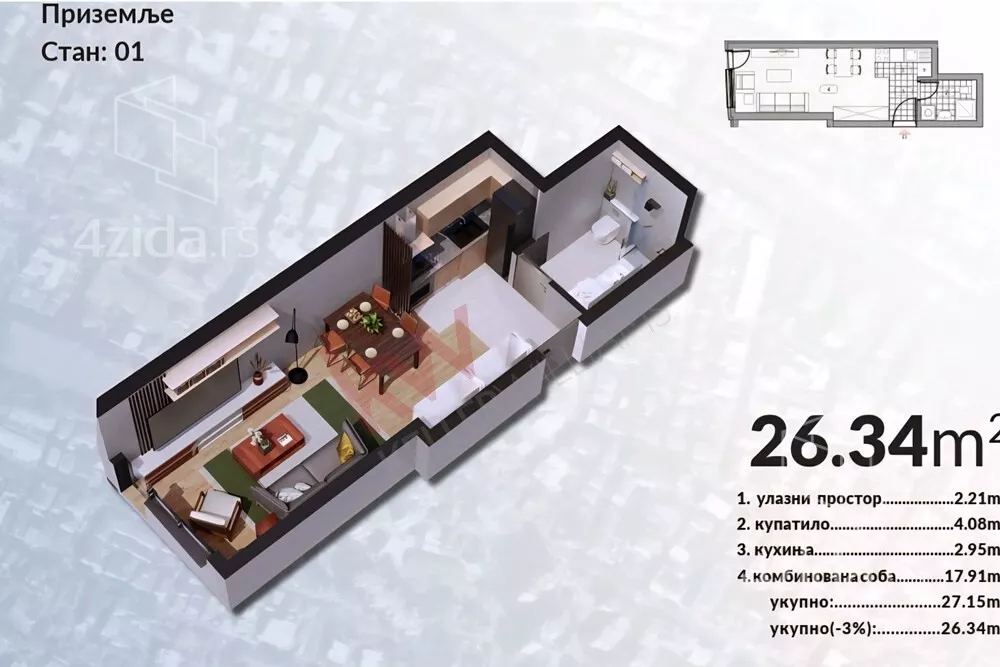 Jednosoban stan | 4zida