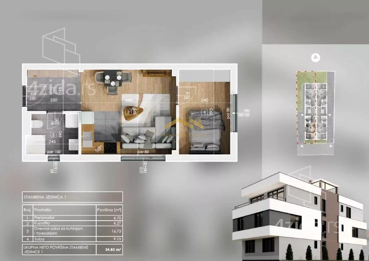 Jednoiposoban stan | 4zida