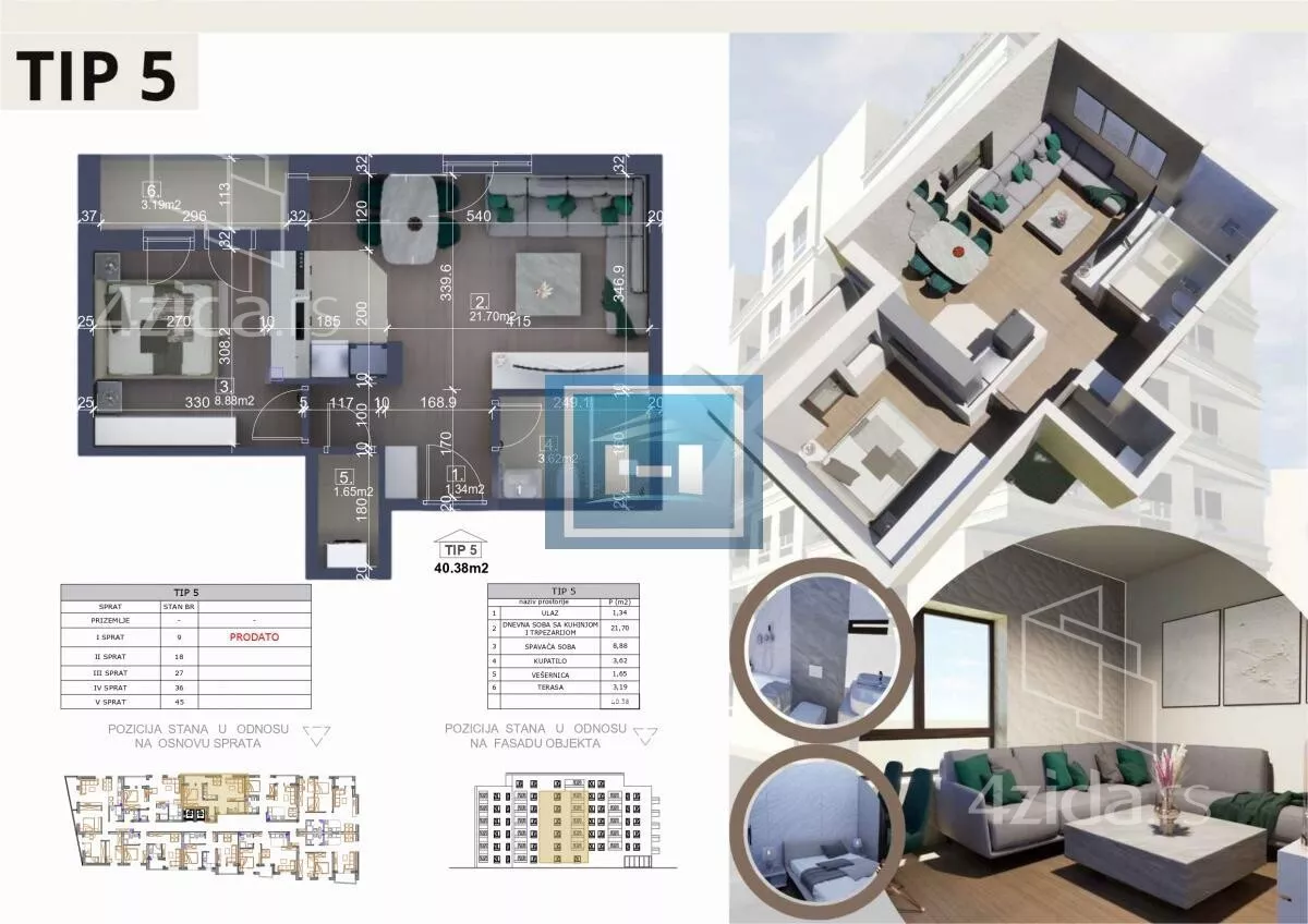 Jednoiposoban stan | 4zida