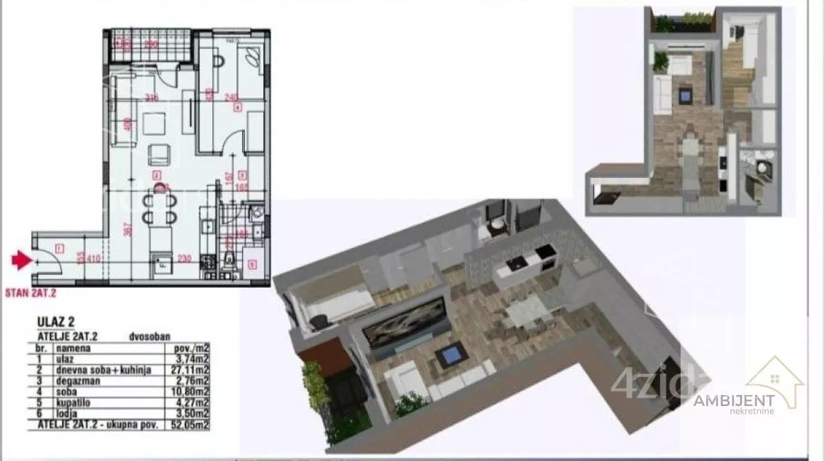 Jednoiposoban stan | 4zida