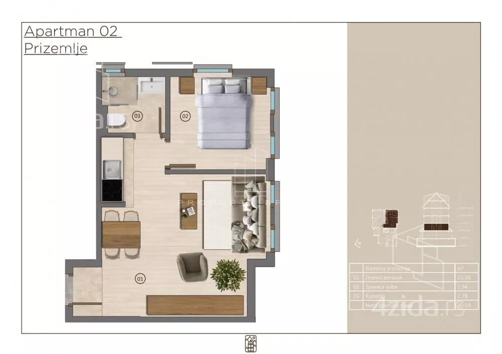 Jednoiposoban stan | 4zida