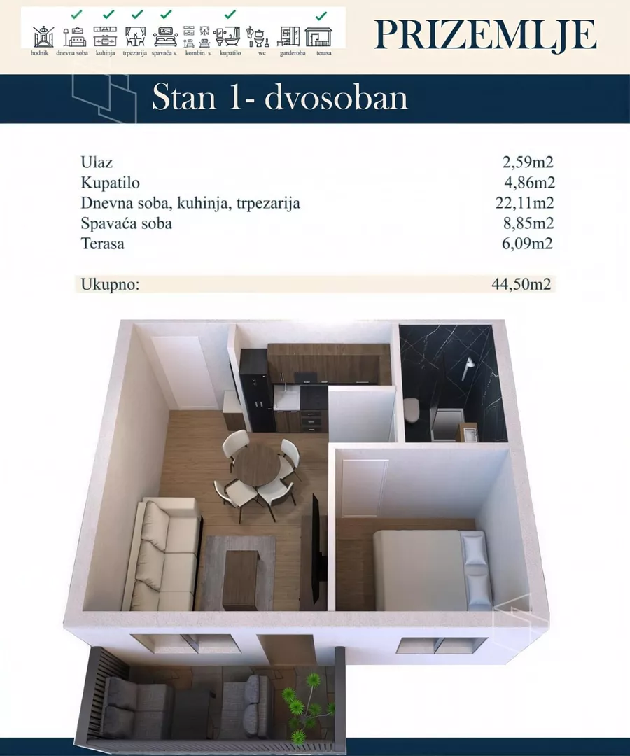 Dvosoban stan | 4zida