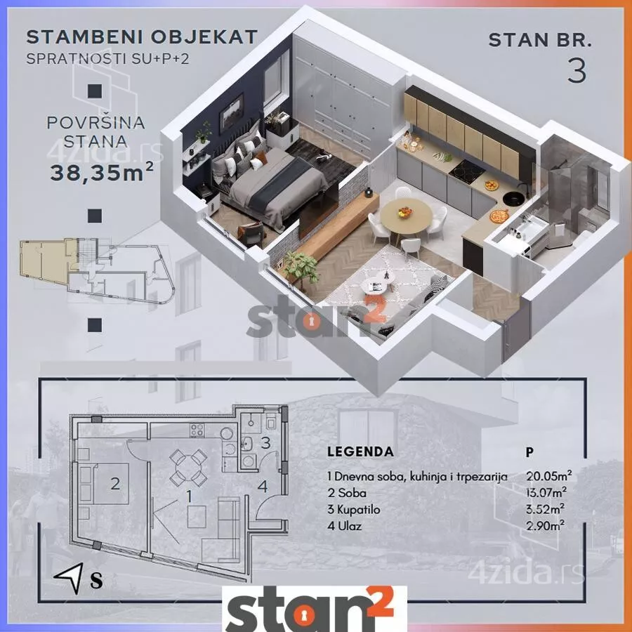 Jednoiposoban stan | 4zida
