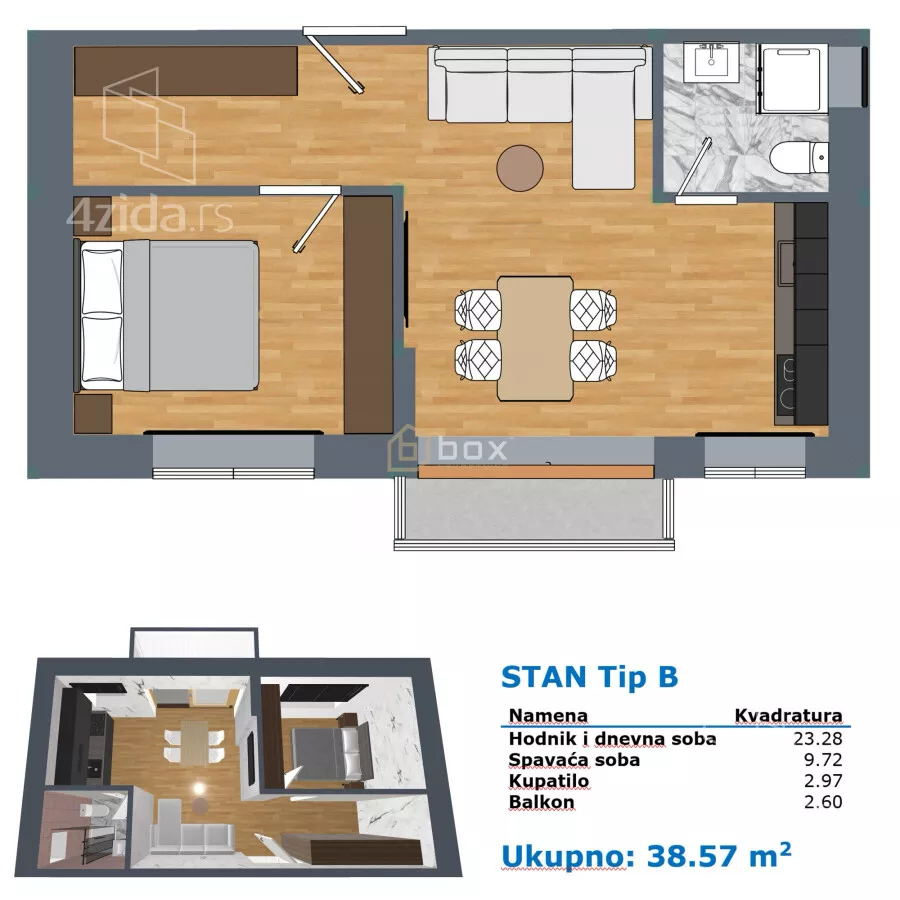 Jednoiposoban stan | 4zida