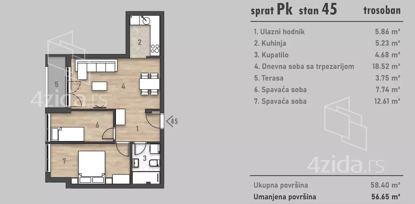 Trosoban stan | 4zida
