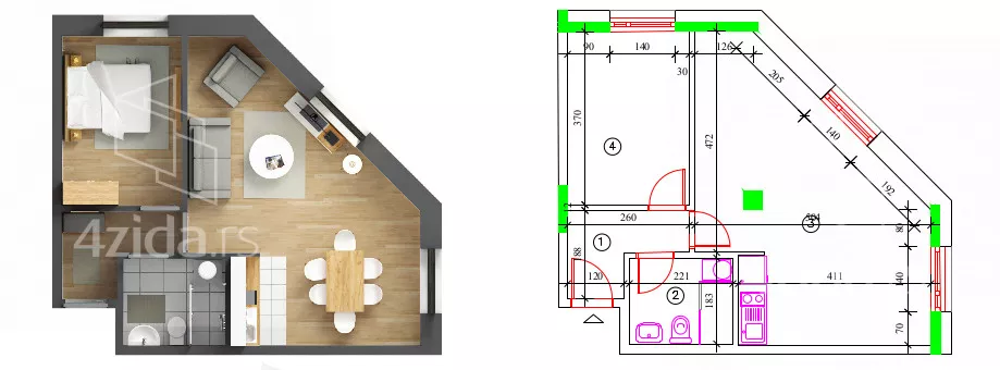 Jednosoban stan | 4zida