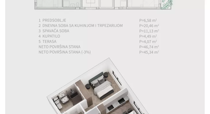 Jednoiposoban stan | 4zida