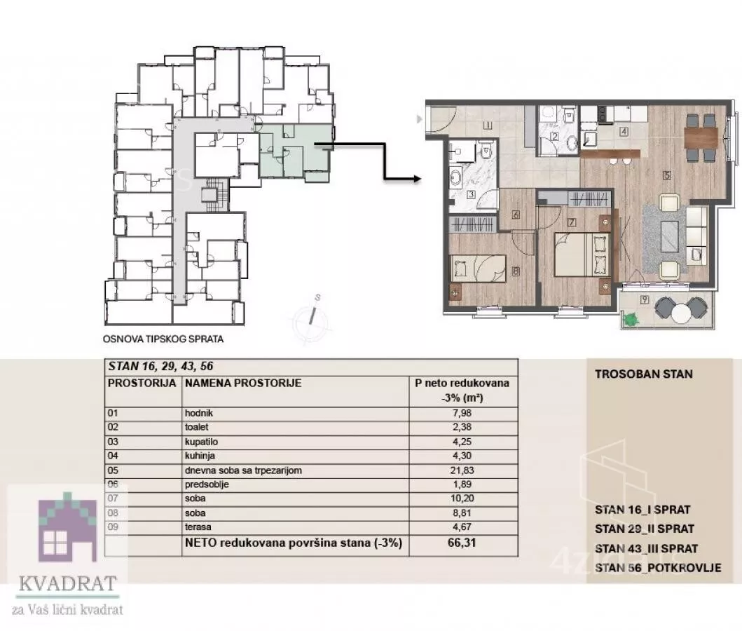 Trosoban stan | 4zida