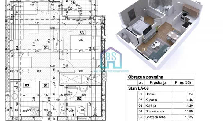 Jednoiposoban stan | 4zida