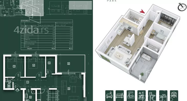 Trosoban stan | 4zida