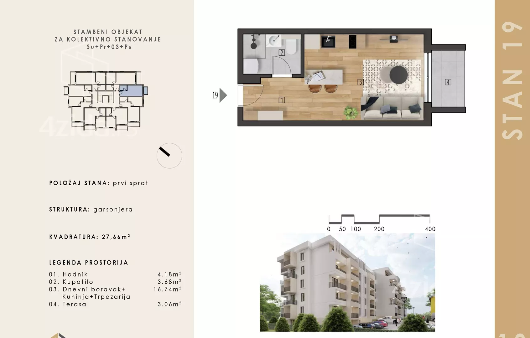 Jednosoban stan | 4zida