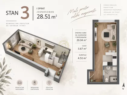 Stan na prodaju · 28 m² · Slana Bara, Gradske lokacije, Novi Sad