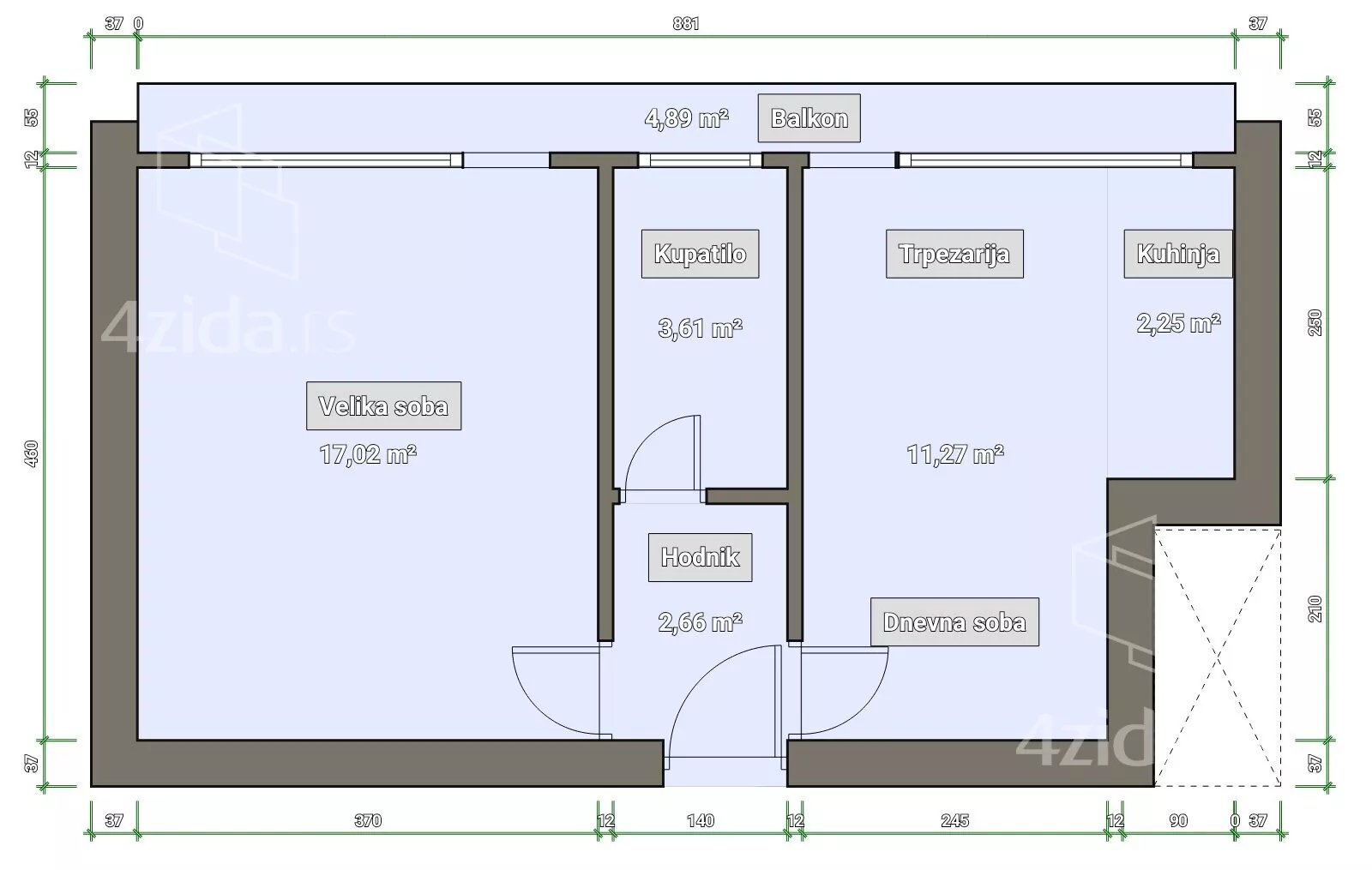 Jednoiposoban stan | 4zida