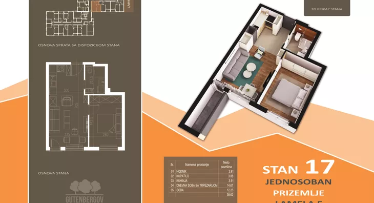 Jednosoban stan | 4zida