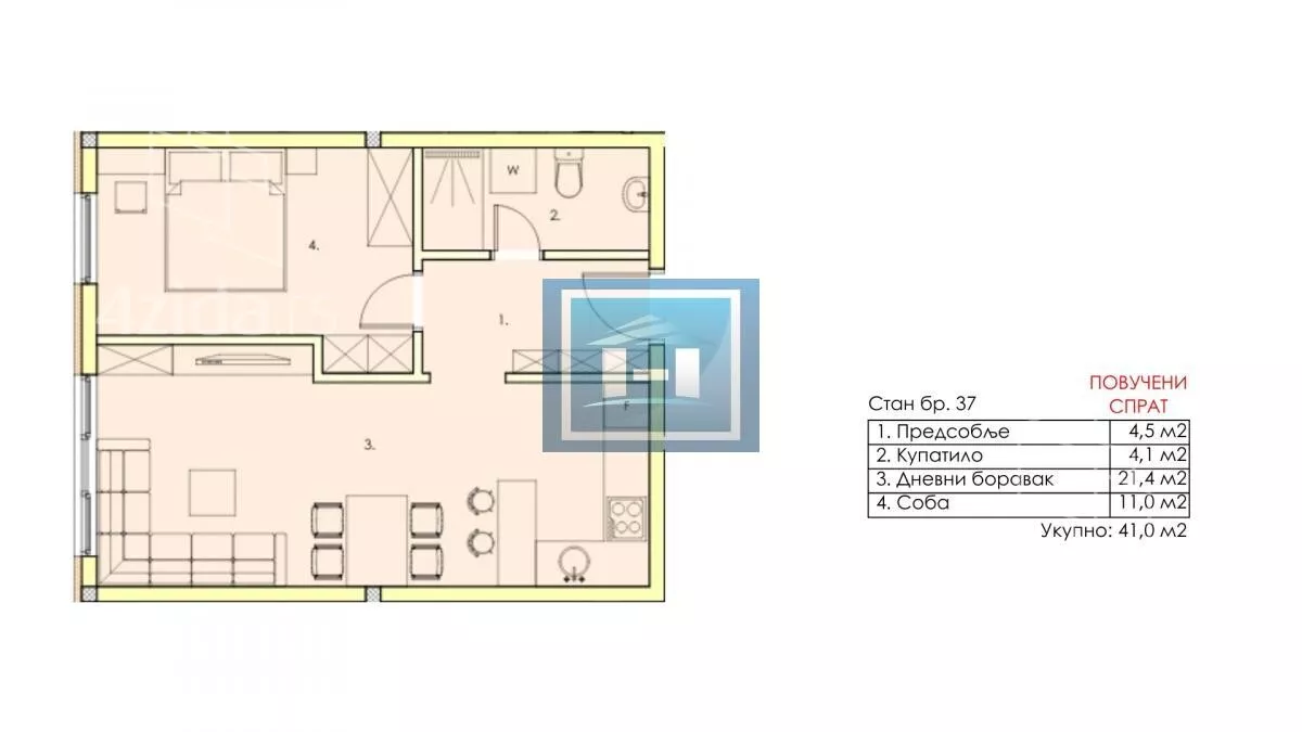 Jednoiposoban stan | 4zida