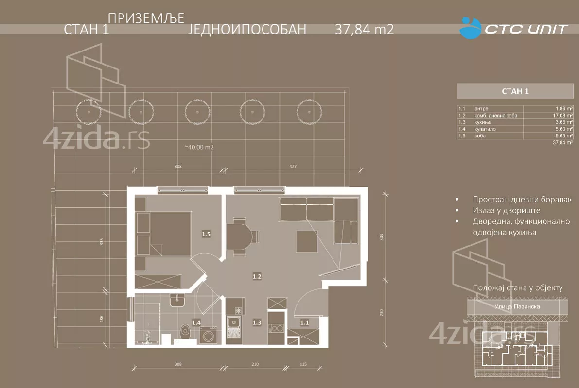 Jednoiposoban stan | 4zida