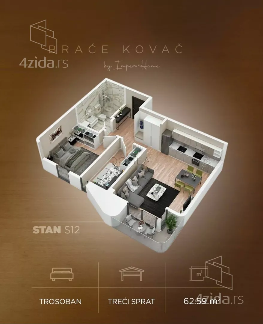 Jednoiposoban stan | 4zida