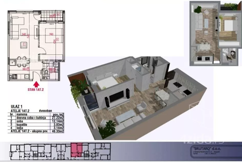 Jednoiposoban stan | 4zida