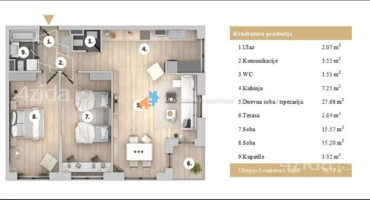 Trosoban stan | 4zida