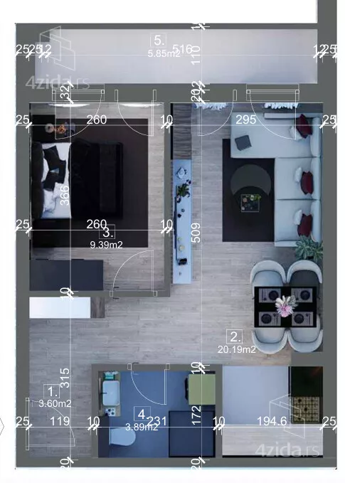 Jednoiposoban stan | 4zida