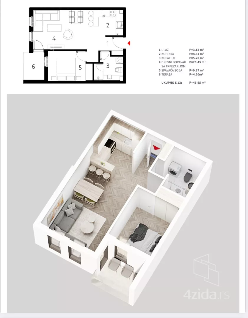 Jednoiposoban stan | 4zida