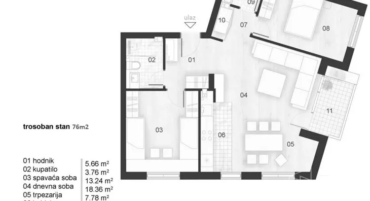 Trosoban stan | 4zida