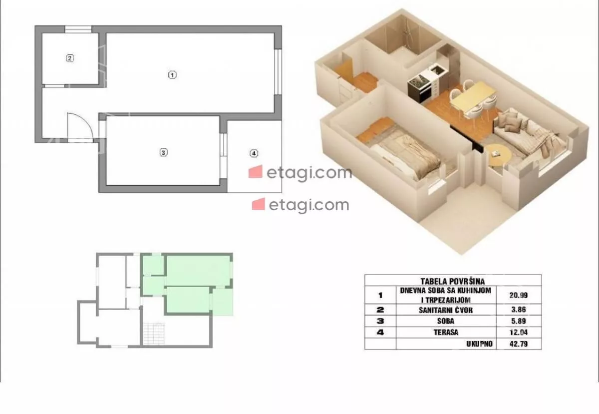 Jednoiposoban stan | 4zida