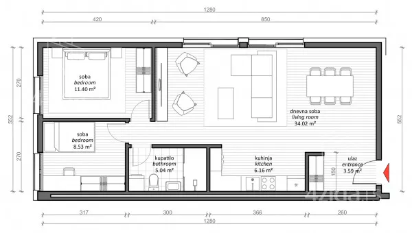 Trosoban stan | 4zida